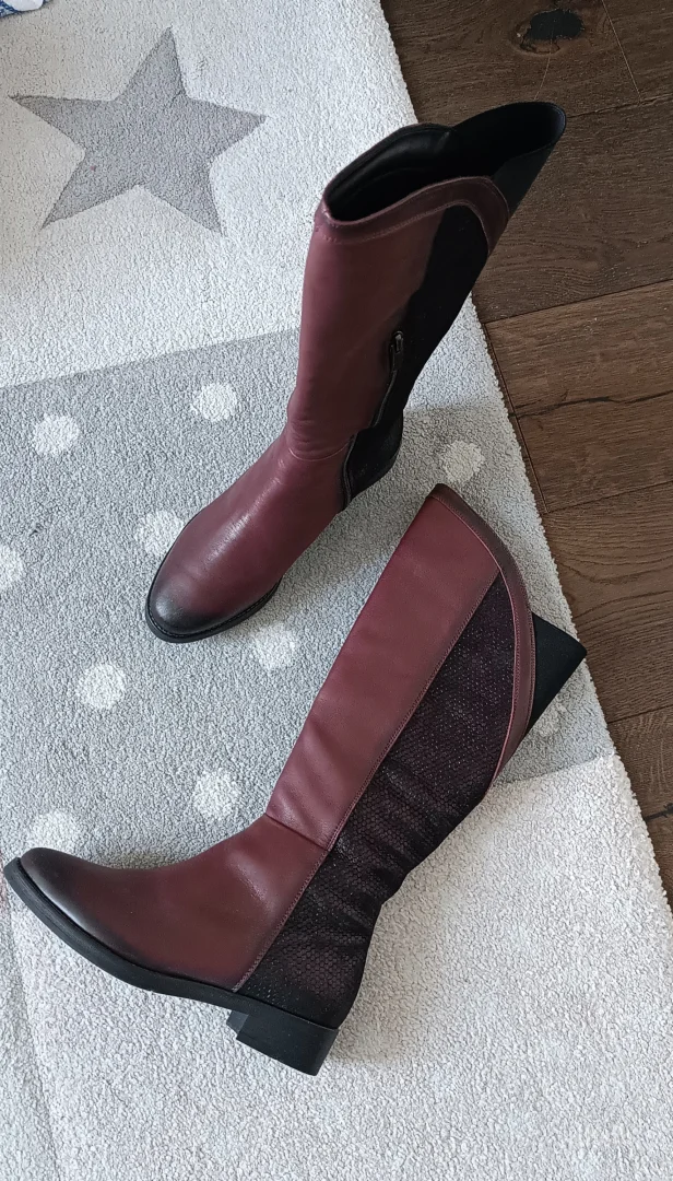 Burgund kožne vrhunske čizme,40, sniženo