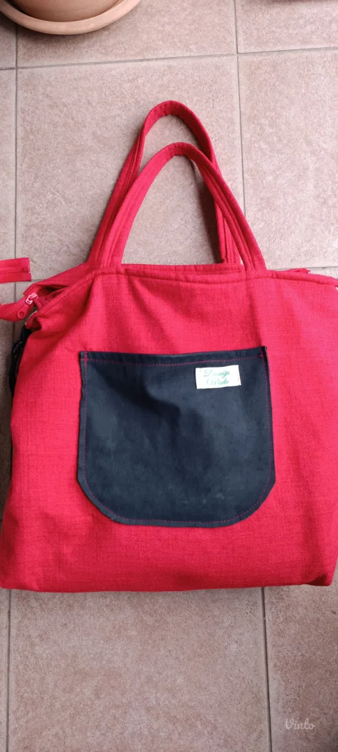 Crven velika platnena tašna,1x nošena