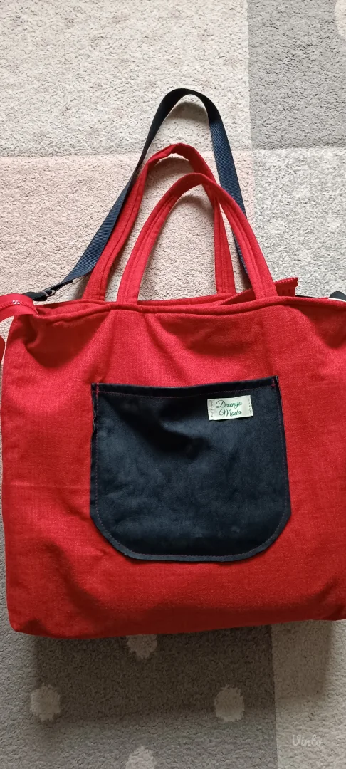 Crven velika platnena tašna,1x nošena