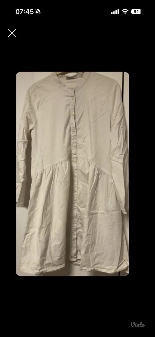 Ženska košulja-haljina, krem/bela boja.