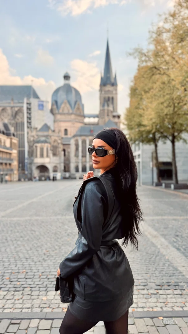 Kozni sako sa pojasom UNI oversize (od s do xl)