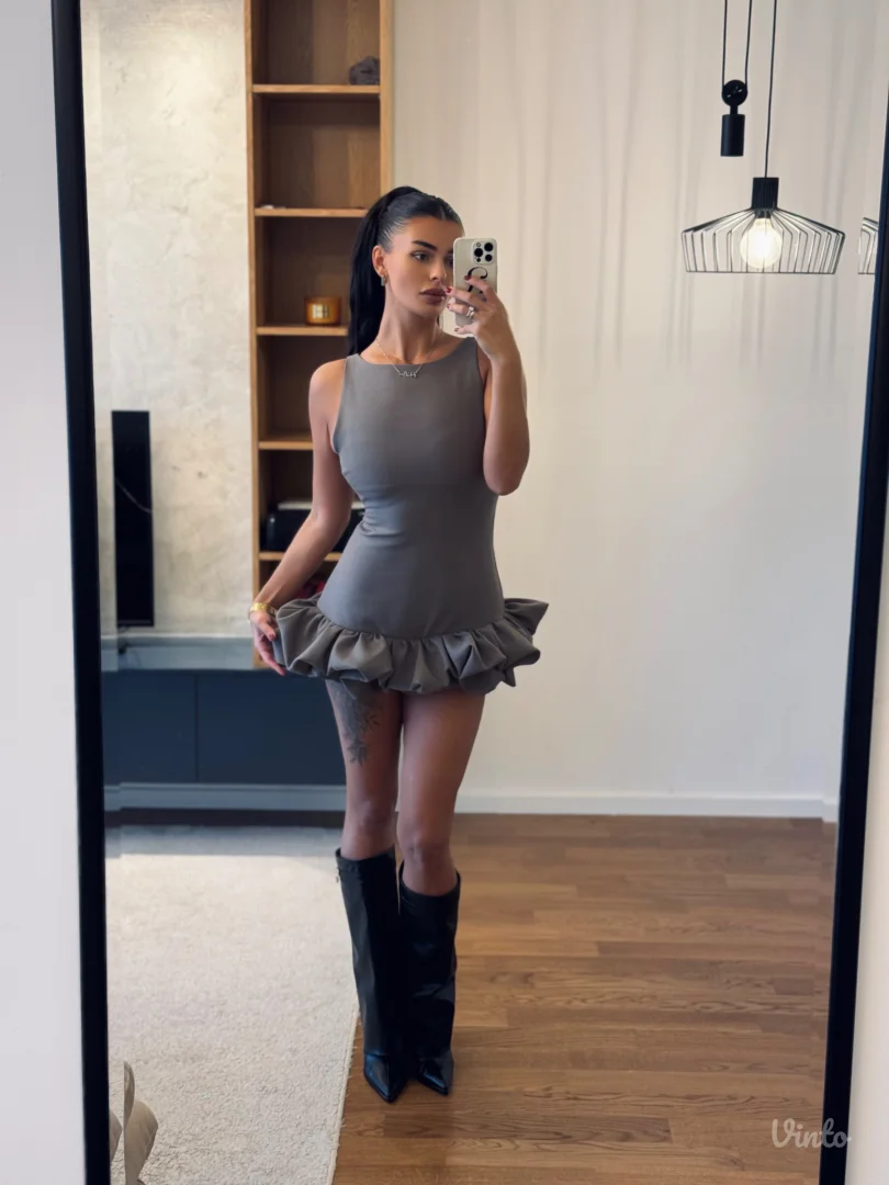 Tamno bež haljina kombinezon