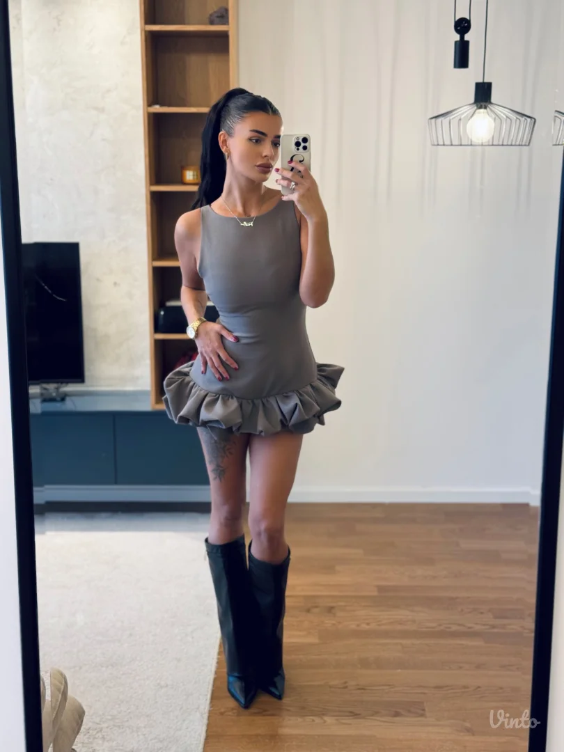 Tamno bež haljina kombinezon