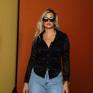 Crna print kosulja sa postavom