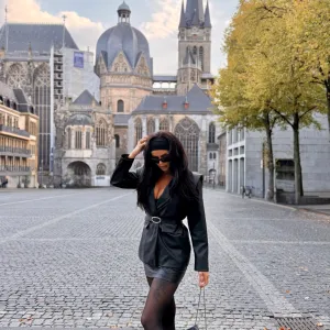 Kozni sako sa pojasom UNI oversize (od s do xl)