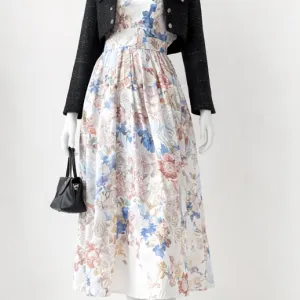 Cvetna UNI haljina sa pojasom