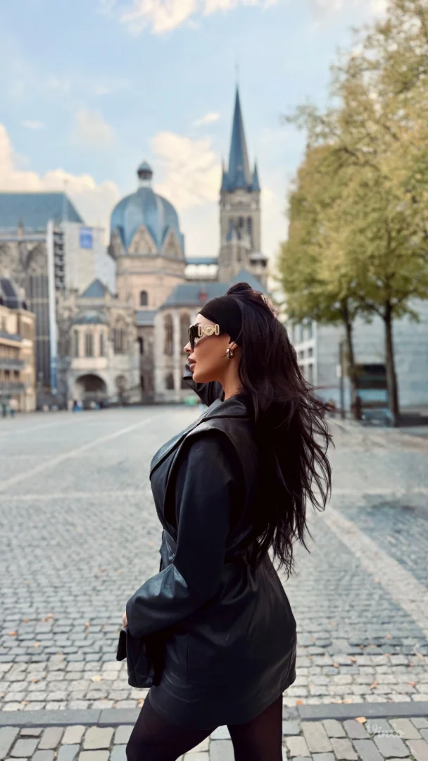 Kozni sako sa pojasom UNI oversize (od s do xl)