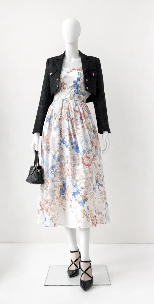 Cvetna UNI haljina sa pojasom