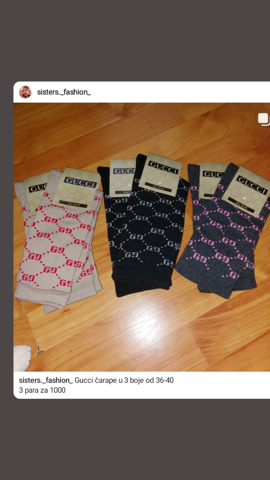 Čarape Gucci od 36/40 1000 din 3 kom