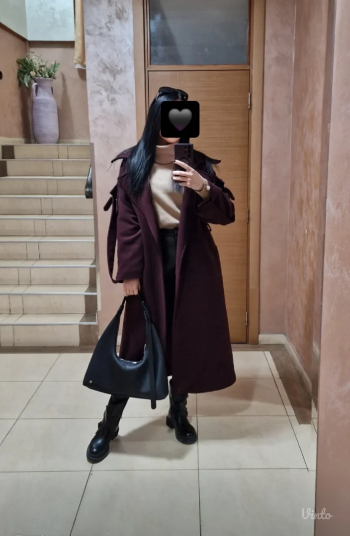 Burgundy dugački kaput