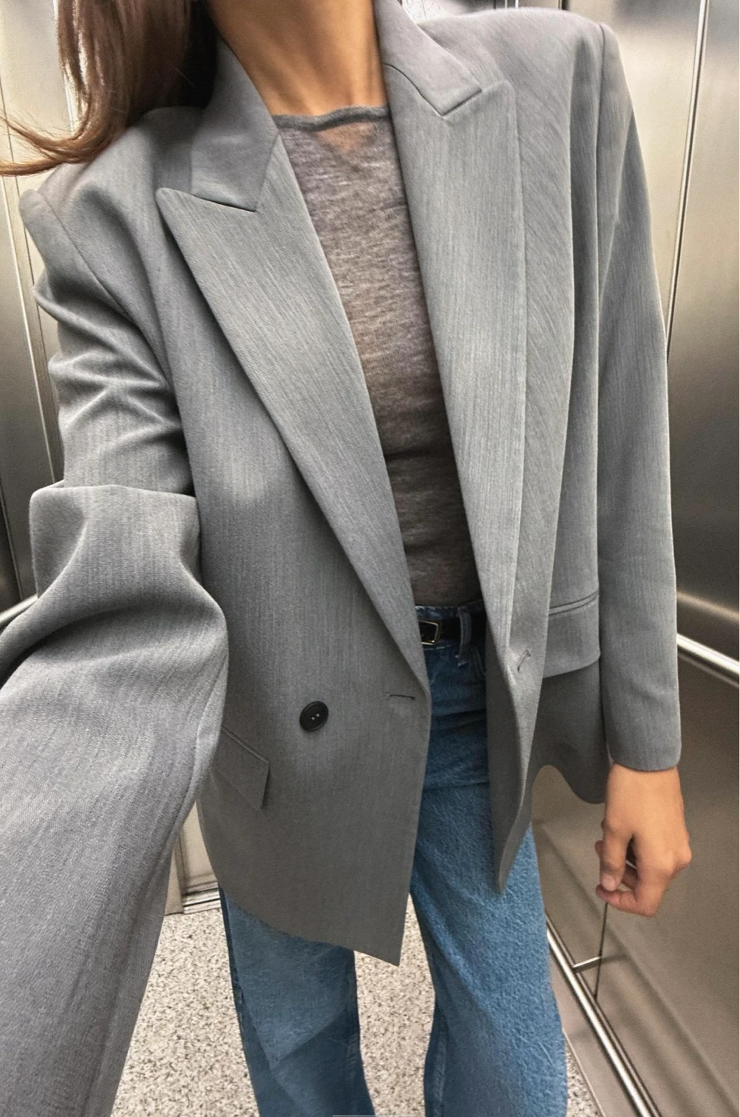 ZARA sivi oversized sako vel XS