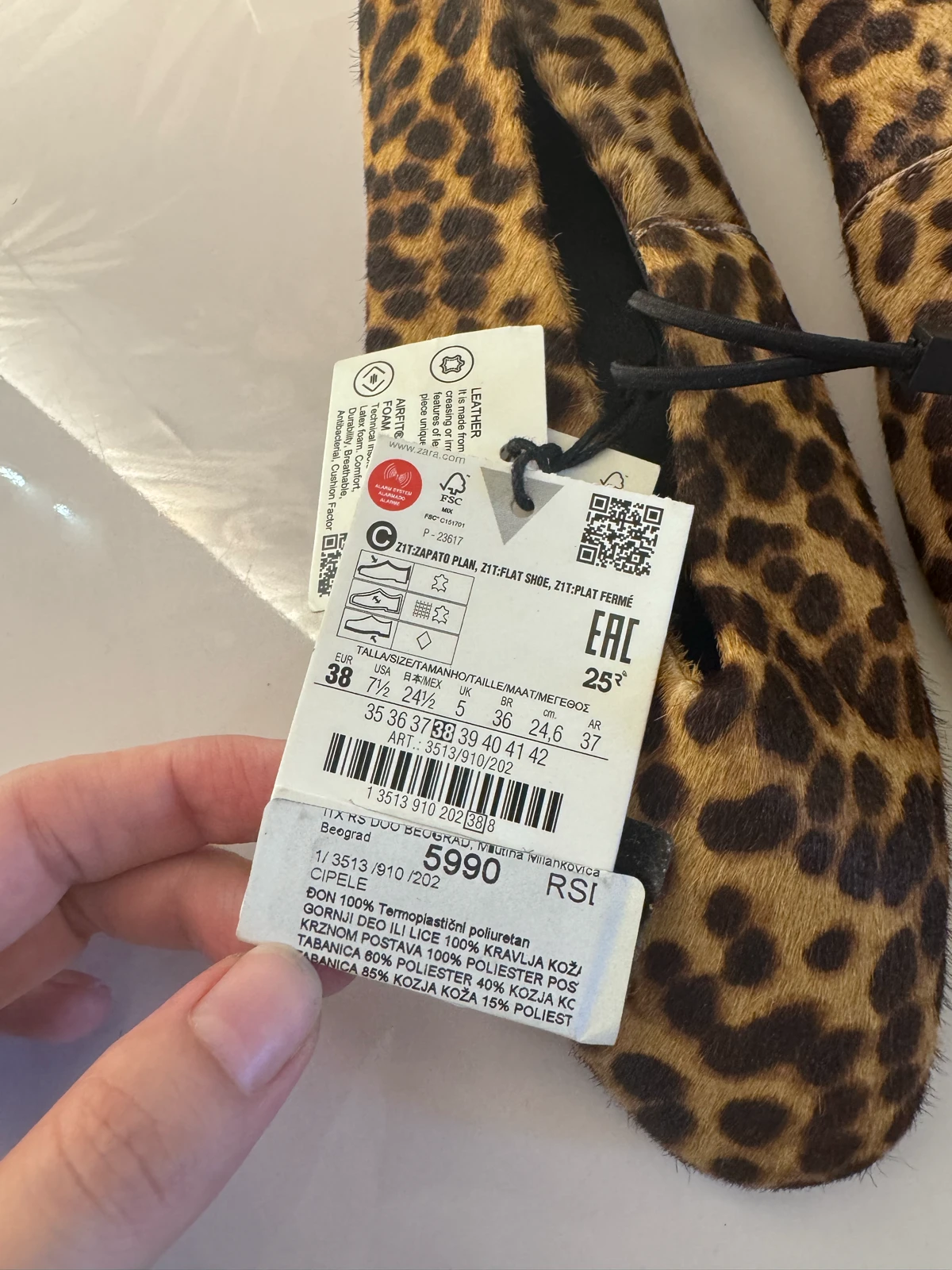Zara baletanke 38, animal print, sa etiketom