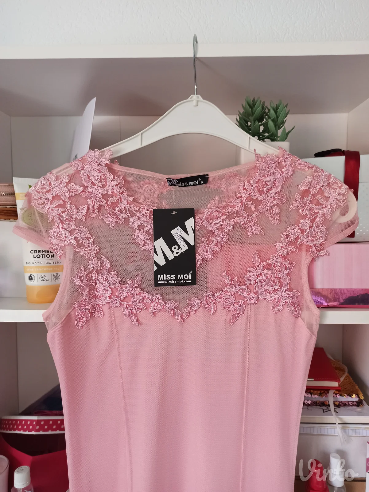 Nova svetlo roze duga svecana elegantna haljina sa etiketom S