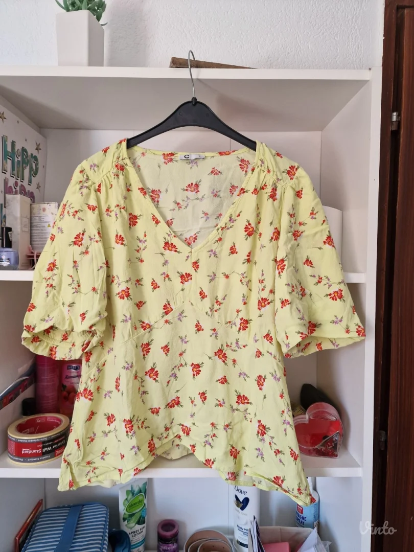 Cubus jarko zuta cvetna viskozna bluza L, XL