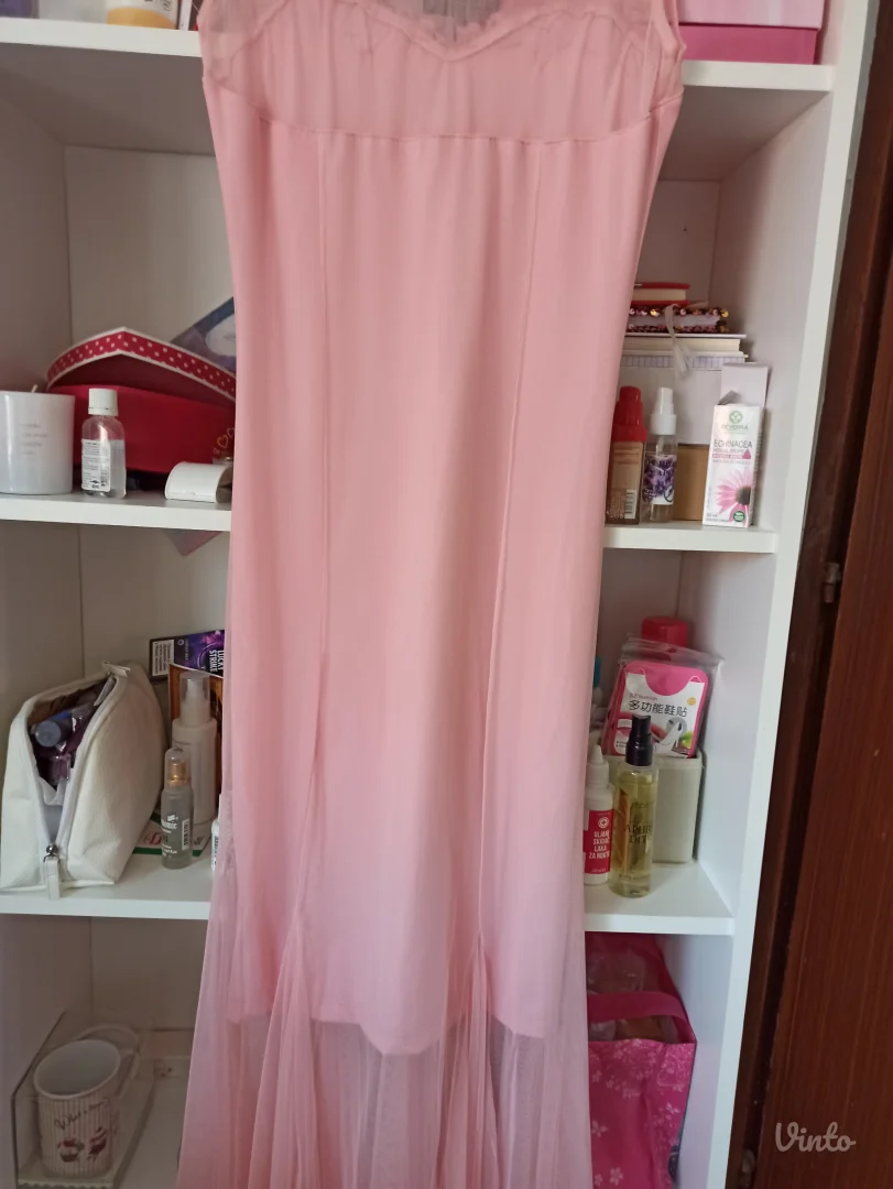 Nova svetlo roze duga svecana elegantna maturska haljina sa etiketom S