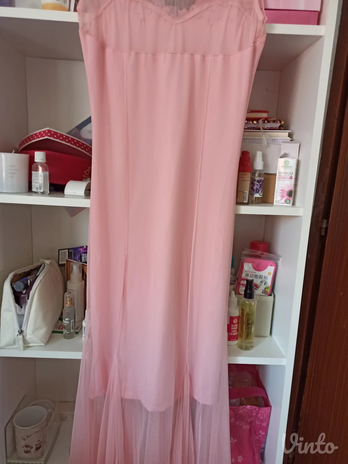 Nova svetlo roze duga svecana elegantna haljina sa etiketom S