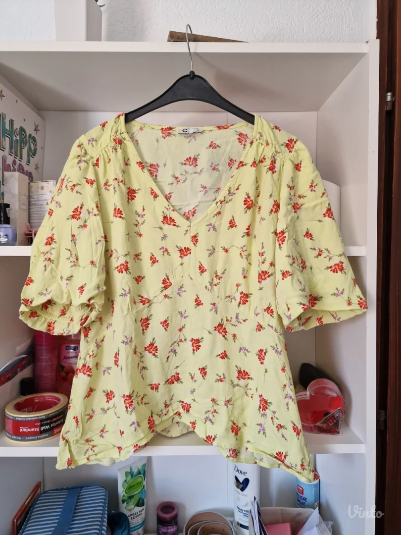 Cubus jarko zuta cvetna viskozna bluza L, XL