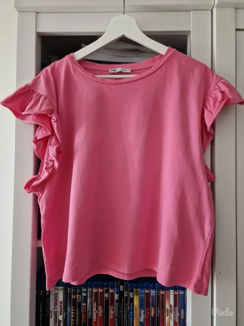Kao nova Zara pink roze majica sa karnerima L