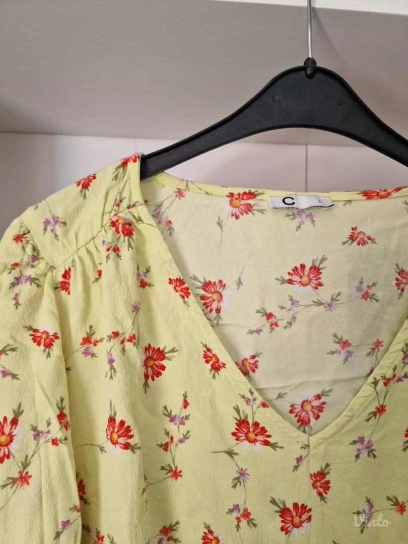 Cubus jarko zuta cvetna viskozna bluza L, XL