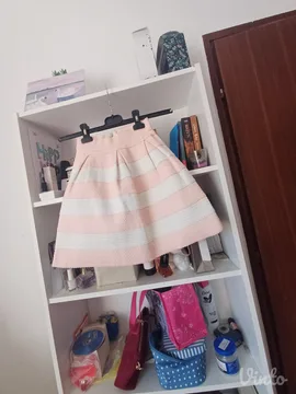 Pink Studio bela roze prugasta midi suknja