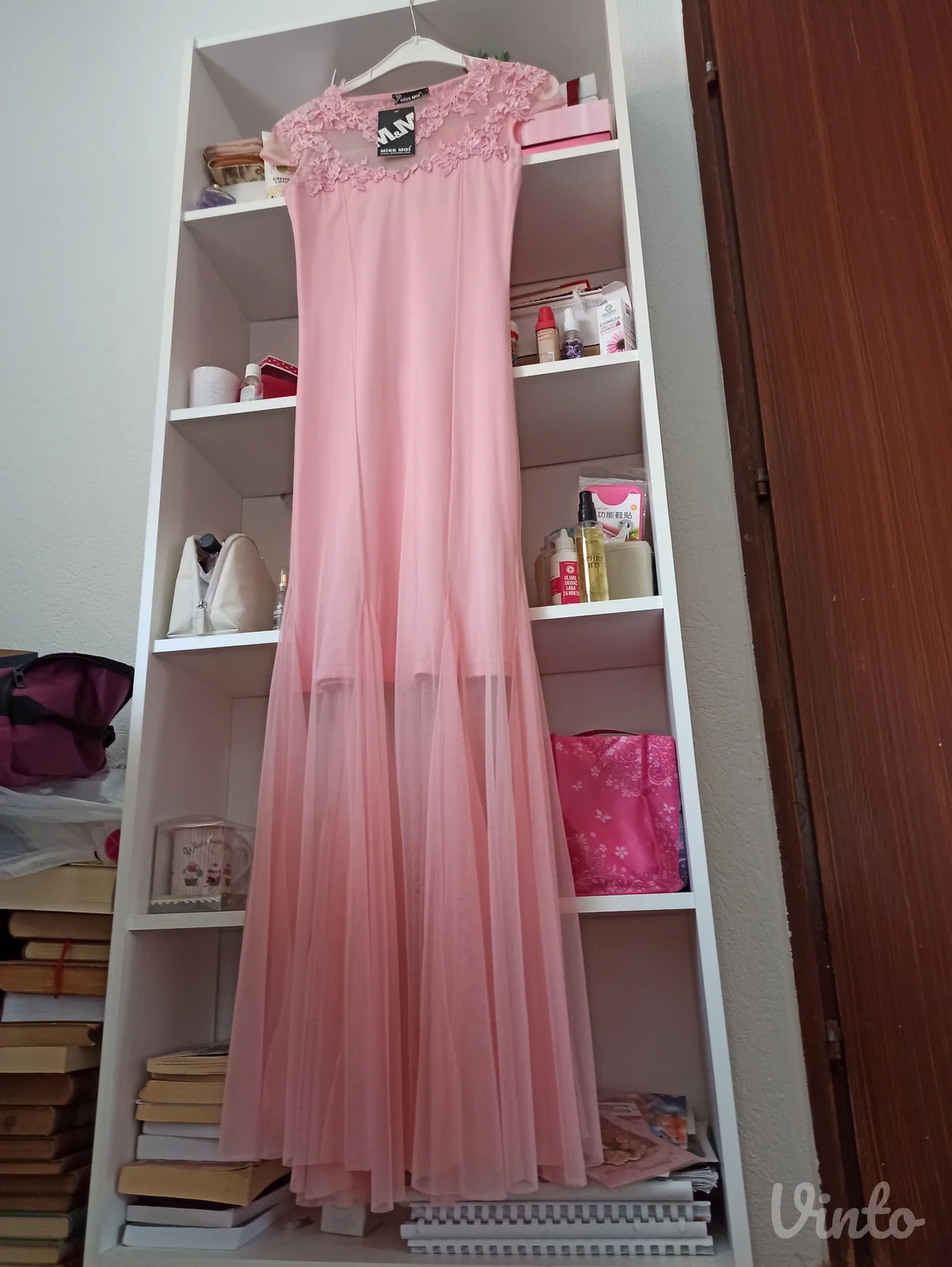 Nova svetlo roze duga svecana elegantna haljina sa etiketom S