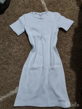 Bela rebrasta mini haljina – ANMS