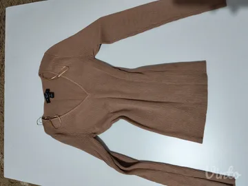 Bež rebrasta bluza dugih rukava
