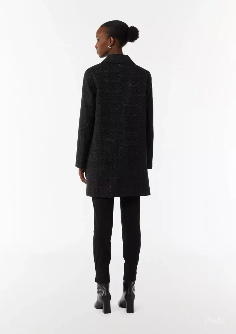 Comma, crni kaput od tvida sa svetlucavim tkanjem