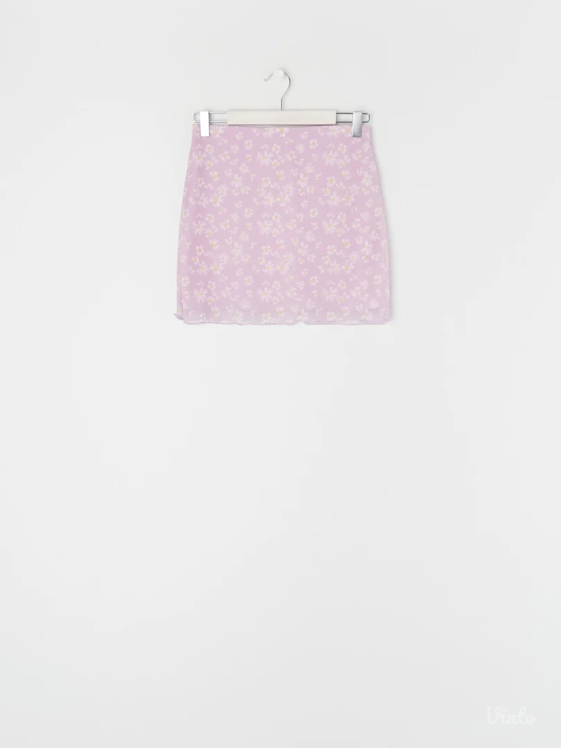 Ljubičasti Sinsay komplet majica i suknja na cvetiće