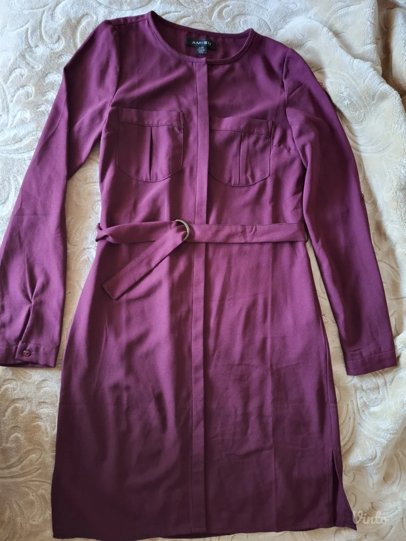 Burgundy kosulja haljina