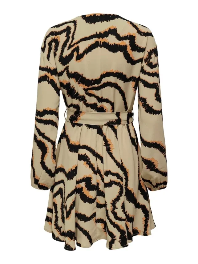 Bež haljina sa crnom sarom