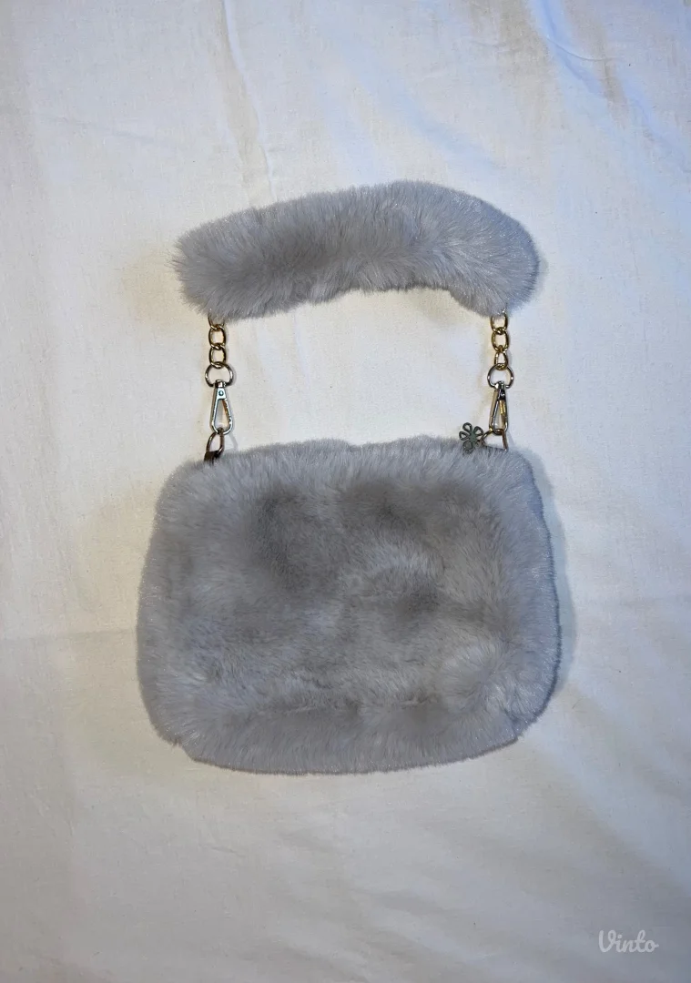 Siva čupava torbica – SHEIN