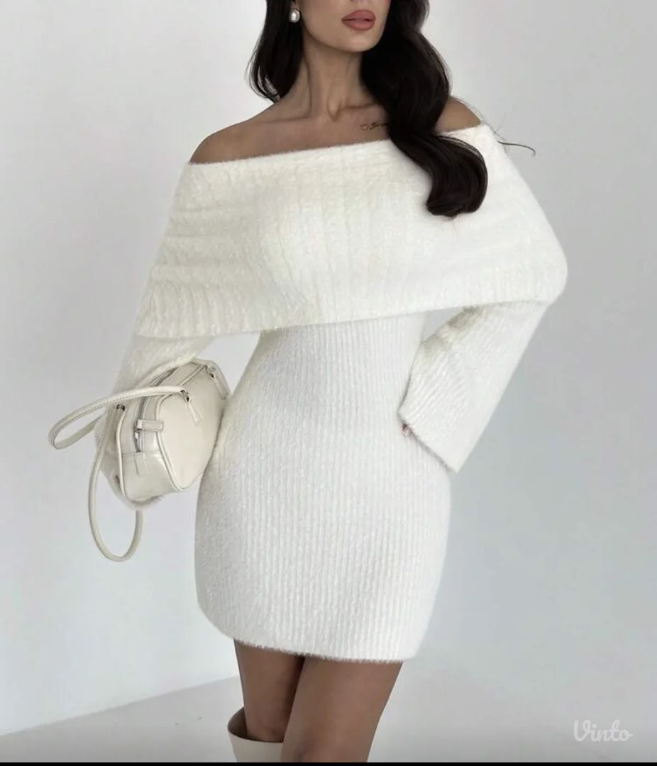 Bela kratka plisirana haljina – SHEIN