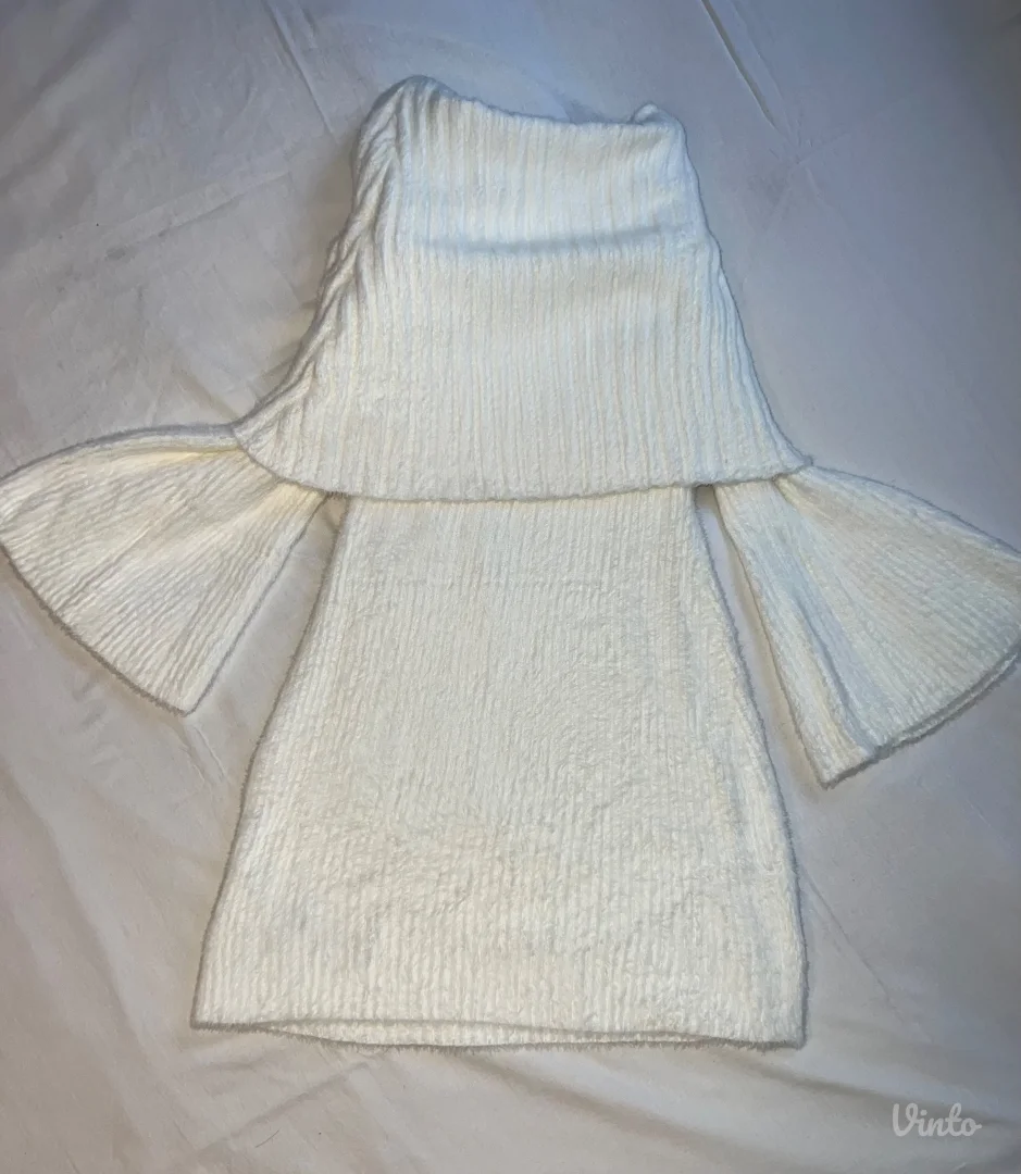 Bela kratka plisirana haljina – SHEIN