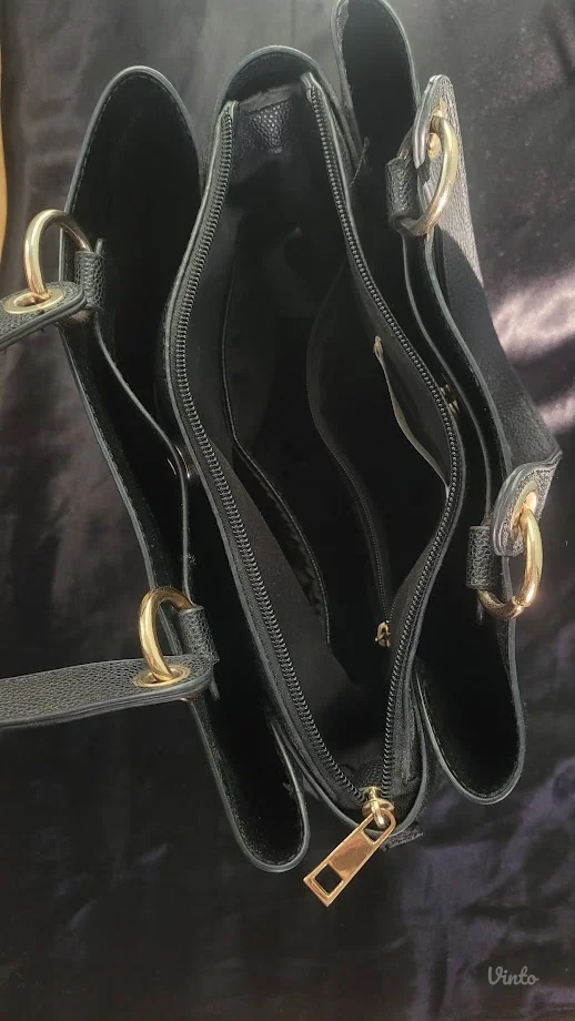 Meli melo crna kozna torba