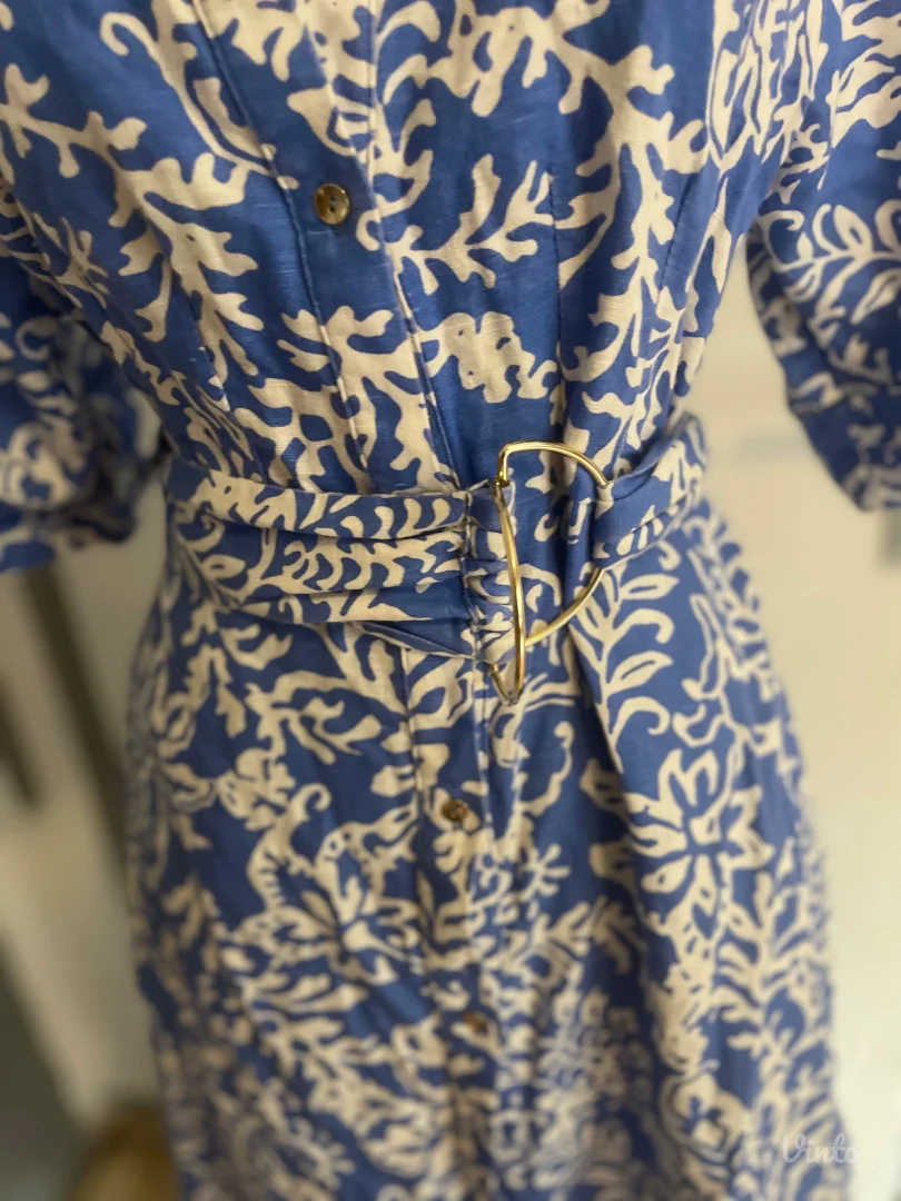 ZARA Plava -haljina sa belim printom, kaiš,