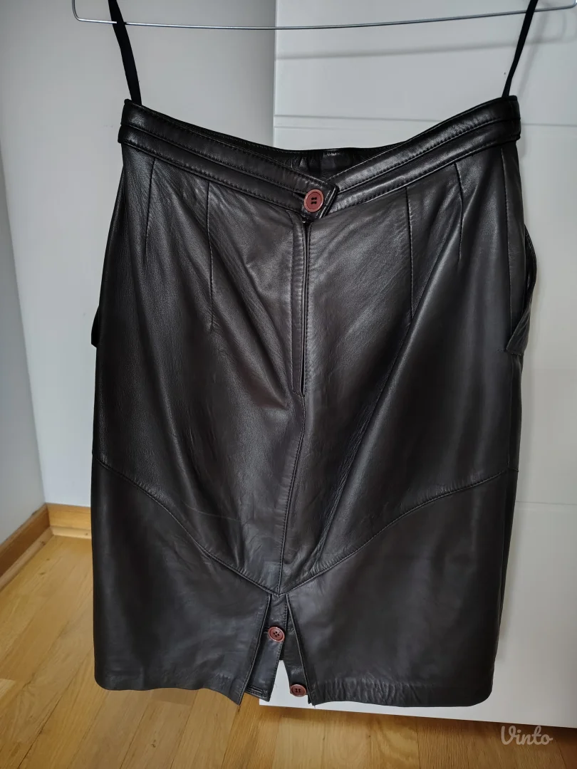 Rosner kožna suknja iz 80-ih – prava mekana koža