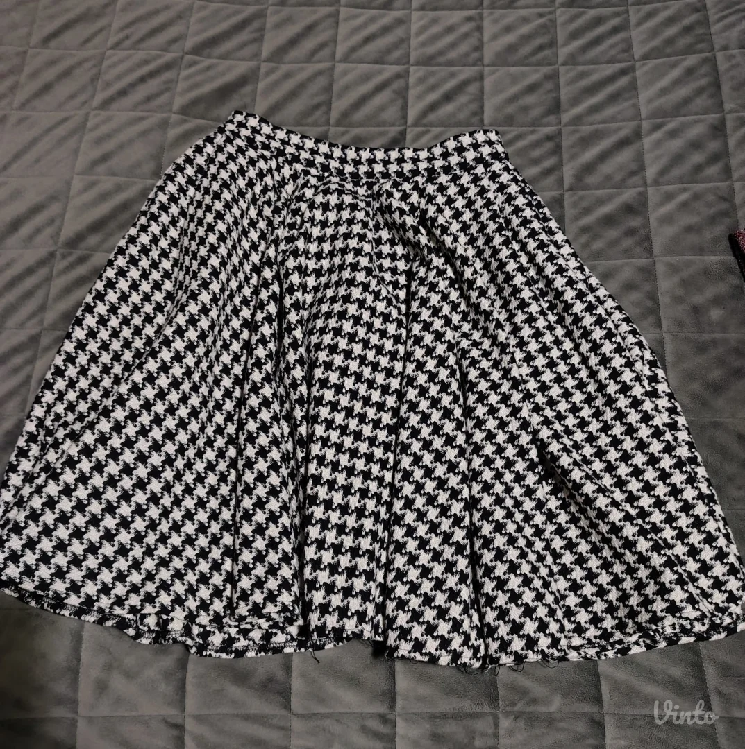 Vunena pepito suknja — stil 50-ih, visok struk, midi