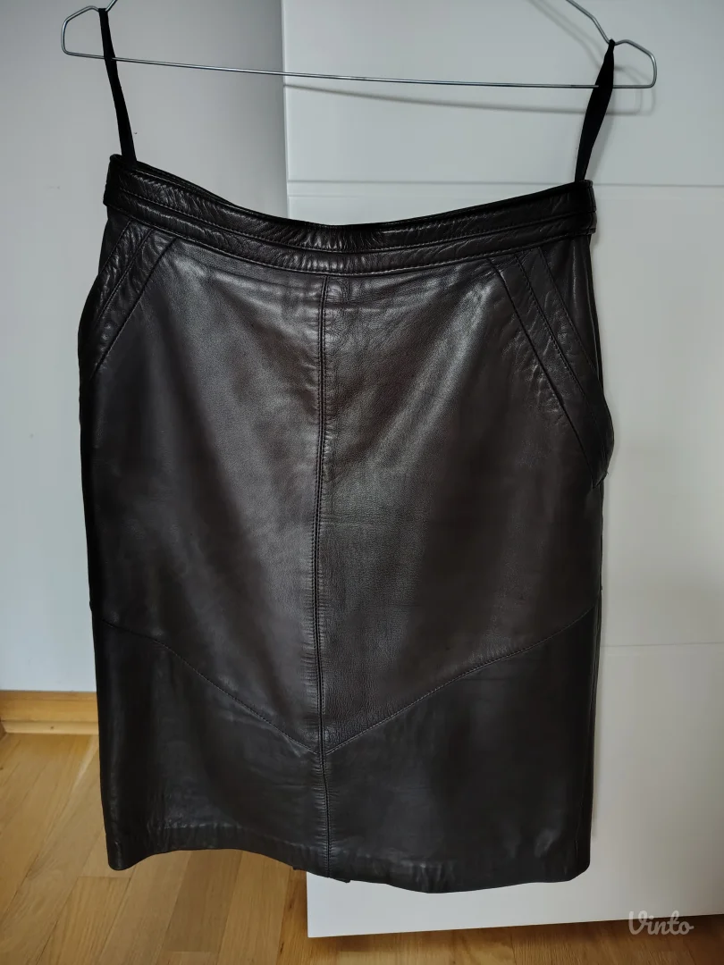 Rosner kožna suknja iz 80-ih – prava mekana koža