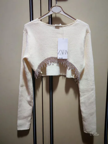 Zara crop top bluza sa kristalima s- M