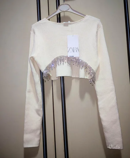Zara crop top bluza sa kristalima s- M