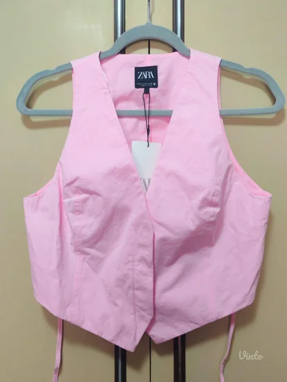 Zara pamucni baby pink prsluk XS