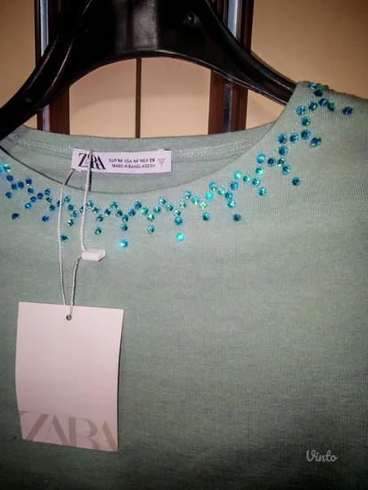 Zara rezedo mint crop top sa cirkonima s - m