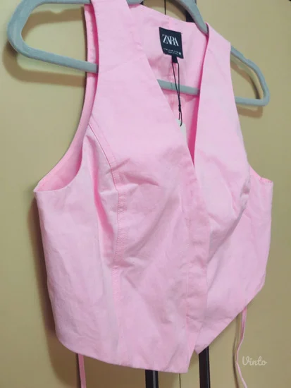 Zara pamucni baby pink prsluk XS