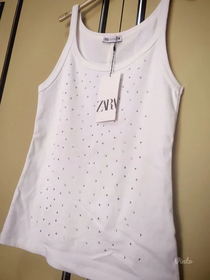 Zara pamucna majica na bretele sa cirkonima M - L