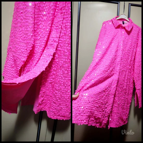 H&M dugacka sljokicava kosulja - haljina M