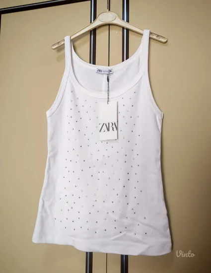 Zara pamucna majica na bretele sa cirkonima M - L