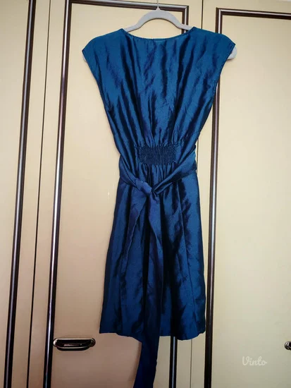 H&M plava kao svilena haljina s - m