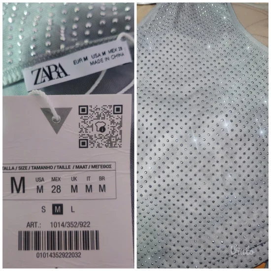 sa etiketom, Zara body sa kristalima M, moze S