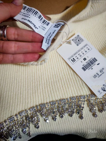 Zara crop top bluza sa kristalima s- M